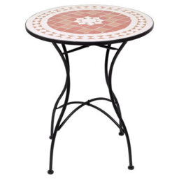 Urbn-Living 60Cm Round Mosaic Garden Bistro Table Metal Frame Patio Outdoor Table - Terracotta Mosaic