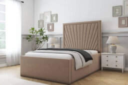 "Sloomy Somerset Mink Plush Deep-Sided Bed Frame With 50"" Upholstered Headboard 2'6 Small Single" - thumbnail 2