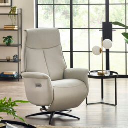 Julian Bowen Sofia Upholstered Dual Motor Swivel Recliner Chair - Grey Faux Leather