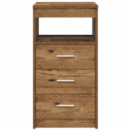 Berkfield Desk With Cabinet Old Wood Engineered Wood - thumbnail 7