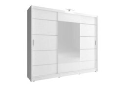 Arte Wiki Alu Contemporary 3 Sliding Door Wardrobe Mirrored 9 Shelves 1 Hanging Rail White Matt With Led (H)2140mm (W)2500mm (D)620mm - thumbnail 2