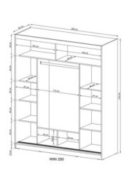 Arte Wiki Alu Contemporary 3 Sliding Door Wardrobe Mirrored 9 Shelves 1 Hanging Rail White Matt With Led (H)2140mm (W)2500mm (D)620mm - thumbnail 4