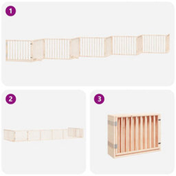 Walplus Wood Dog Gate With Door Foldable 10 Panels 800 Cm Poplar Wood - thumbnail 5
