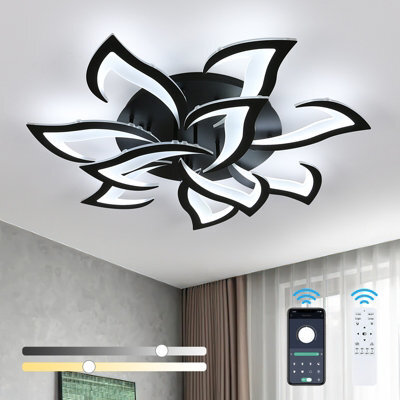 Pheashine Dimmable Petal Led Ceiling Light,70W Dia 82Cm Black Acrylic With Remote Control For Living Room, Bedroom Or Kitchen - image 1
