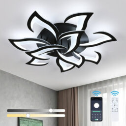 Pheashine Dimmable Petal Led Ceiling Light,70W Dia 82Cm Black Acrylic With Remote Control For Living Room, Bedroom Or Kitchen - thumbnail 1