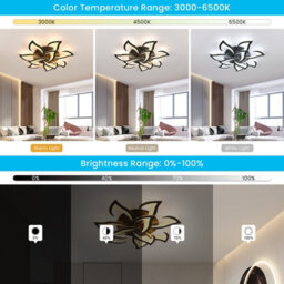 Pheashine Dimmable Petal Led Ceiling Light,70W Dia 82Cm Black Acrylic With Remote Control For Living Room, Bedroom Or Kitchen - thumbnail 2