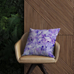 Warren Reed Designer Purple And White Mosaic Design Outdoor Cushion 45Cm X 45Cm - thumbnail 2