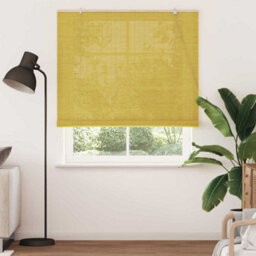Berkfield Window Blinds & Shades With Curtains Manual Yellow Bamboo - thumbnail 3