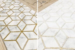 RugsX Exclusive Emerald Runner 1014 Glamour, Stylish Cube Cream / Gold 100 C  100X430 Cm - thumbnail 2