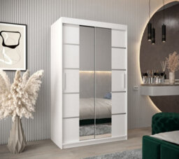 Arte Verona 04 Contemporary 2 Mirrored Sliding Door Wardrobe 5 Shelves 2 Rails White Matt (H)2000mm (W)1200mm (D)620mm - thumbnail 2