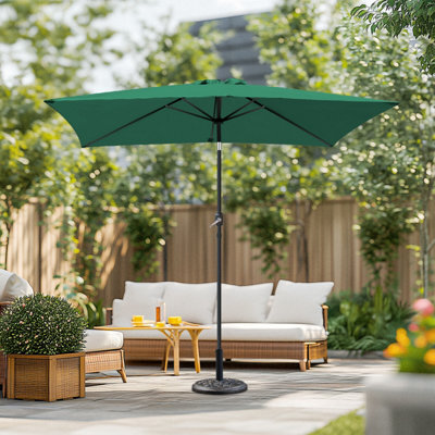 Sundaze 2X3M Green Rectangle Garden Parasol Unbrella Outdoor Patio Crank Tilt With Base - image 1