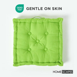 Homescapes Cotton Lime Green Floor Cushion, 40 X 40 Cm - thumbnail 3