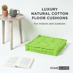 Homescapes Cotton Lime Green Floor Cushion, 40 X 40 Cm - thumbnail 2