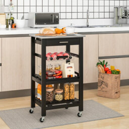 Costway Rolling Kitchen Storage Trolley Cart Cupboard Island Stainless Steel Counter Top - thumbnail 1