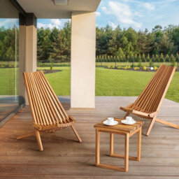 Wyld And Coco Garden Bistro Coffee Table, Light Acacia Wood 40 X 40 Cm - Compact Square Side Table - thumbnail 1
