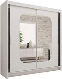 Sliding Wardrobes 4 u LTD Modern Wardrobe With Led Light Double Sliding Door Mirrored Wardrobe - White 180Cm - thumbnail 2