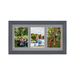 AK Frames 40X20Cm Dark Grey Classic Multi Photo Frame With Mid Grey Mount - Holds 3 Apertures (3X) 6X4 Photos