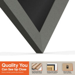 "AK Frames 25X17"" Dark Grey Sleek Vinyl Record Frame With Black Mount For 12 Inch Lp Cover & Disc - Overlapped Design" - thumbnail 3