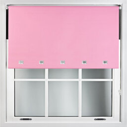 Furnished Blackout Roller Blinds With Square Eyelets And Metal Fittings- Pink Trimmable (W)145Cm (L)210Cm