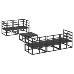 Berkfield Garden Sofa Set With Cushion 6 Pcs Black Aluminium - thumbnail 8