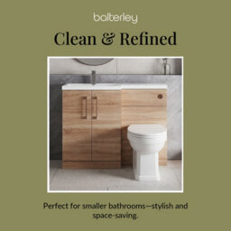 Balterley Left-Hand Bathroom Vanity And Wc Unit Combination With Basin - 1100mm - Woodgrain Light Oak With Copper Handles - thumbnail 7