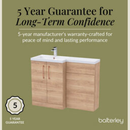 Balterley Left-Hand Bathroom Vanity And Wc Unit Combination With Basin - 1100mm - Woodgrain Light Oak With Copper Handles - thumbnail 6