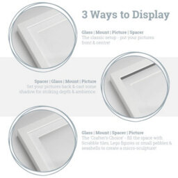 "Nicola Spring 8 X 8"" Deep Photo Frames - Black/white Mount - 3D Deep Box Picture Frame Display Case (22.5 X 22.5Cm) X2" - thumbnail 3