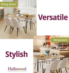 Hallowood Furniture Cullompton Large Dining Table 120Cm, Live Edge Effect Top,  With 4 Beige Fabric Arm Chairs - thumbnail 6