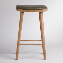 Where Saints Go Ltd Lhasa Counter Stool, Green Leather Seat, Natural Teak Frame, 66Cm By Where Saints Go - thumbnail 4