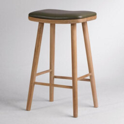 Where Saints Go Ltd Lhasa Counter Stool, Green Leather Seat, Natural Teak Frame, 66Cm By Where Saints Go - thumbnail 5