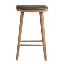 Where Saints Go Ltd Lhasa Counter Stool, Green Leather Seat, Natural Teak Frame, 66Cm By Where Saints Go - thumbnail 3