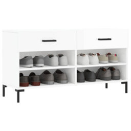 Berkfield Shoe Bench High Gloss White 102X35X55 Cm Engineered Wood - thumbnail 3