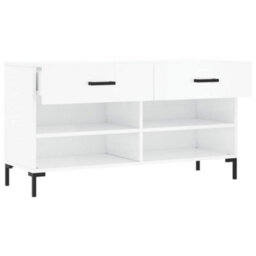 Berkfield Shoe Bench High Gloss White 102X35X55 Cm Engineered Wood - thumbnail 5