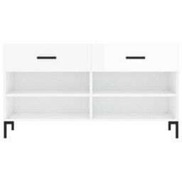 Berkfield Shoe Bench High Gloss White 102X35X55 Cm Engineered Wood - thumbnail 6