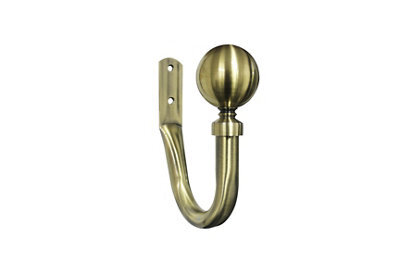 GoodHome Antiki Brushed Antique Brass Effect Ball Curtain Hold Back, Set Of 2 - image 1