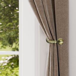 GoodHome Antiki Brushed Antique Brass Effect Ball Curtain Hold Back, Set Of 2 - thumbnail 2