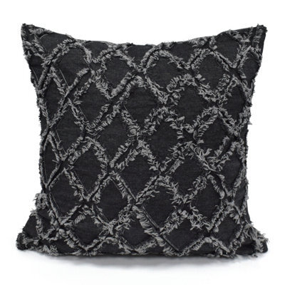 Velosso Festive Design Red Cushion, Cotton Chenille, Zip Closure, Machine Washable - Charcoal - image 1