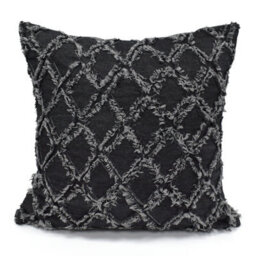 Velosso Festive Design Red Cushion, Cotton Chenille, Zip Closure, Machine Washable - Charcoal - thumbnail 1