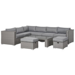 Outsunny 6Pc Pe Rattan Corner Sofa Set Outdoor Conservatory Furniture W/ Cushion - thumbnail 2