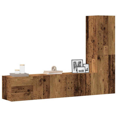 Berkfield Wall Mounted Tv Cabinets 3 Pcs Old Wood Engineered Wood - image 1