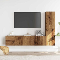Berkfield Wall Mounted Tv Cabinets 3 Pcs Old Wood Engineered Wood - thumbnail 3
