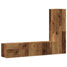 Berkfield Wall Mounted Tv Cabinets 3 Pcs Old Wood Engineered Wood - thumbnail 2