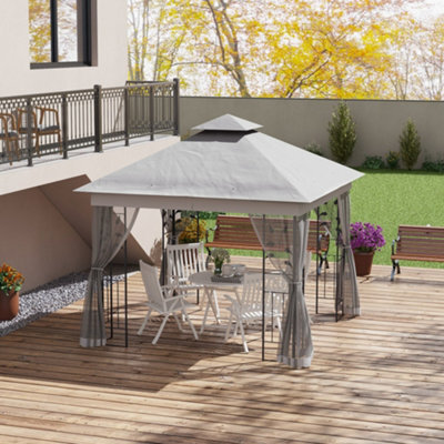 Outsunny 3 X 3(M) Garden Gazebo Marquee Tent Canopy Shelter Pavilion Grey - image 1