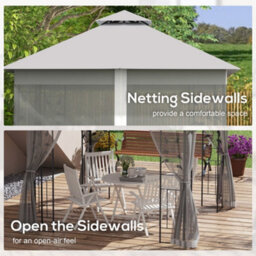 Outsunny 3 X 3(M) Garden Gazebo Marquee Tent Canopy Shelter Pavilion Grey - thumbnail 6