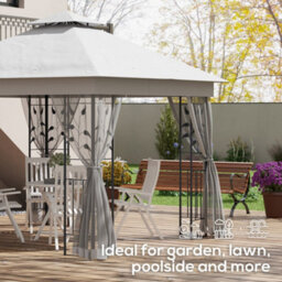 Outsunny 3 X 3(M) Garden Gazebo Marquee Tent Canopy Shelter Pavilion Grey - thumbnail 7