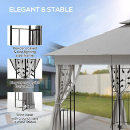 Outsunny 3 X 3(M) Garden Gazebo Marquee Tent Canopy Shelter Pavilion Grey - thumbnail 5