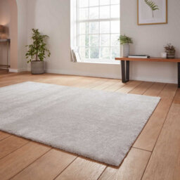 Silver Plain Shaggy Modern Rug Easy To Clean Dining Room-160Cm X 230Cm - thumbnail 2