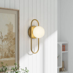 Thehotsale Spherical Glass Shade Wall Light Single-Light In Gold, Bulb Not Included 12Cm Dia - thumbnail 2