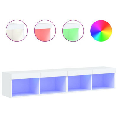 Berkfield Durable Tv Cabinets With Led Lights 2 Pcs White 80X30X30 Cm - image 1