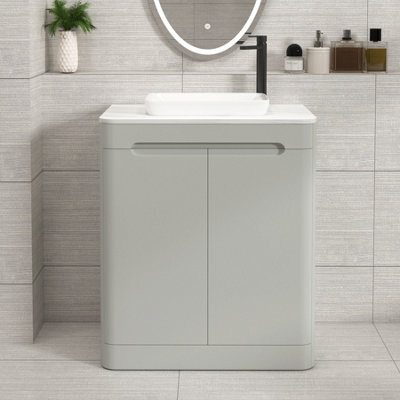 Royal Bathrooms Venice 700mm Dove Grey Freestanding Bathroom Countertop Vanity Unit 2 Door With Qubix Basin - image 1
